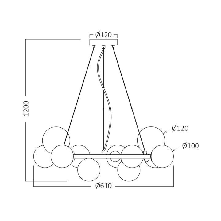 Braytron Κρεμαστό φωτιστικό 11 x G9 μαύρο Ø61