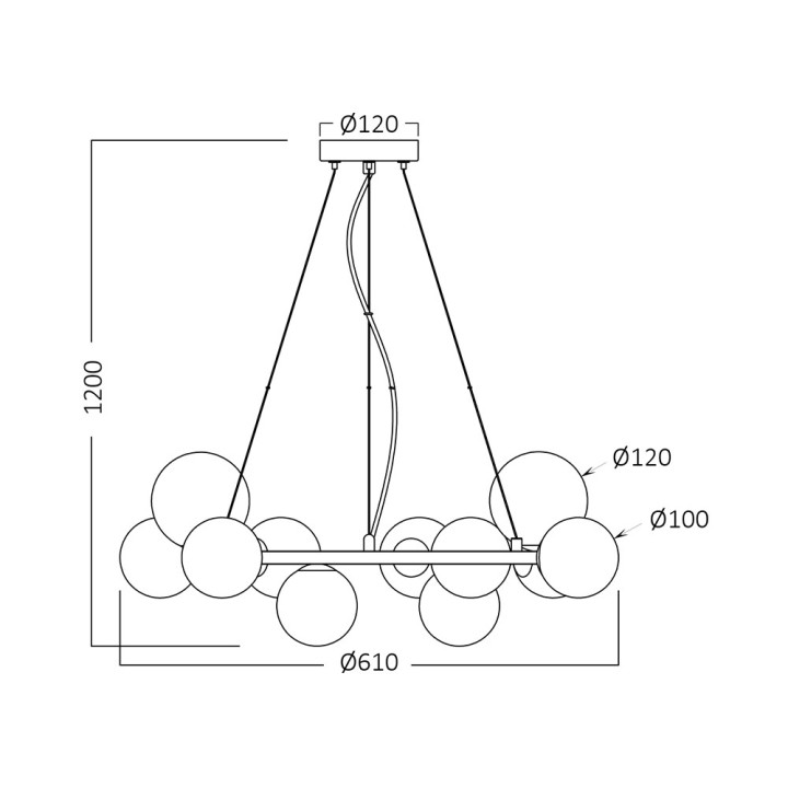 Braytron Κρεμαστό φωτιστικό 11 x G9 μαύρο Ø61