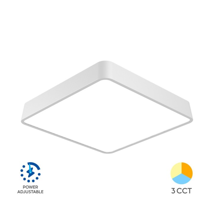 Braytron Πλαφονιέρα Blade 30w-36w-40w 3CCT, 40x40x6cm Λευκή