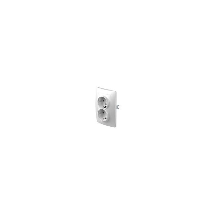 Double Schuko Socket White Flush-Mount TEM