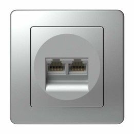 Διπλή Πρίζα Δικτύου RJ45 Γκρι TEM