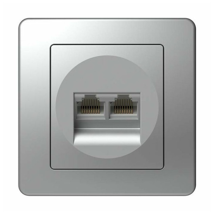 Διπλή Πρίζα Δικτύου RJ45 Γκρι TEM