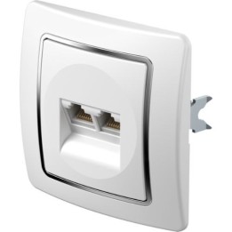 Διπλή Πρίζα Δικτύου RJ45 Λευκό/Ασημί TEM