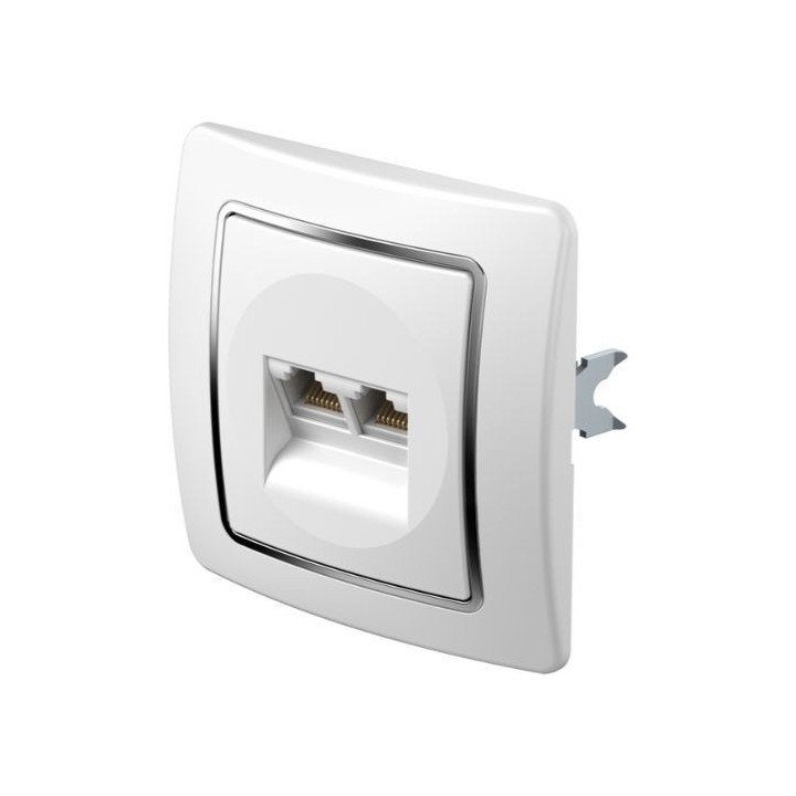 Διπλή Πρίζα Δικτύου RJ45 Λευκό/Ασημί TEM