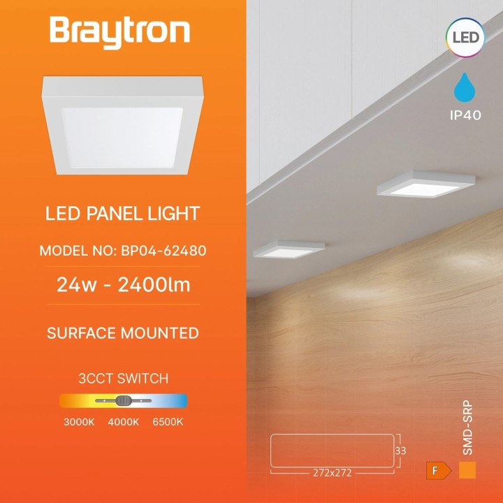 Braytron Φωτιστικό πάνελ εξωτερικό  24W 2400lm 3CCT