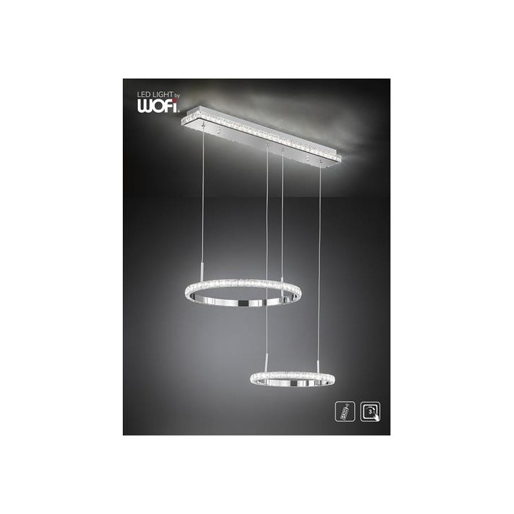 Wofi Κρεμαστό led "Harley" 34w 3350lm (χρώμιο με κρύσταλλα)