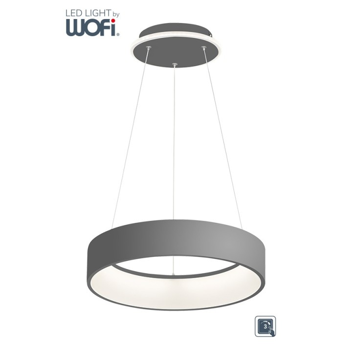 Wofi Κρεμαστό led "Shay" 36w 2520lm Ø45cm Ανθρακί