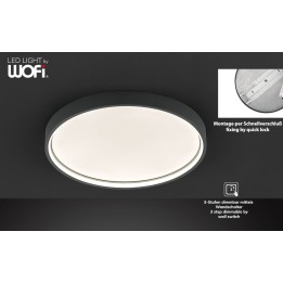 Wofi Πλαφονιέρα led "Dubai" Ø45 27,5w 2400lm Ανθρακί