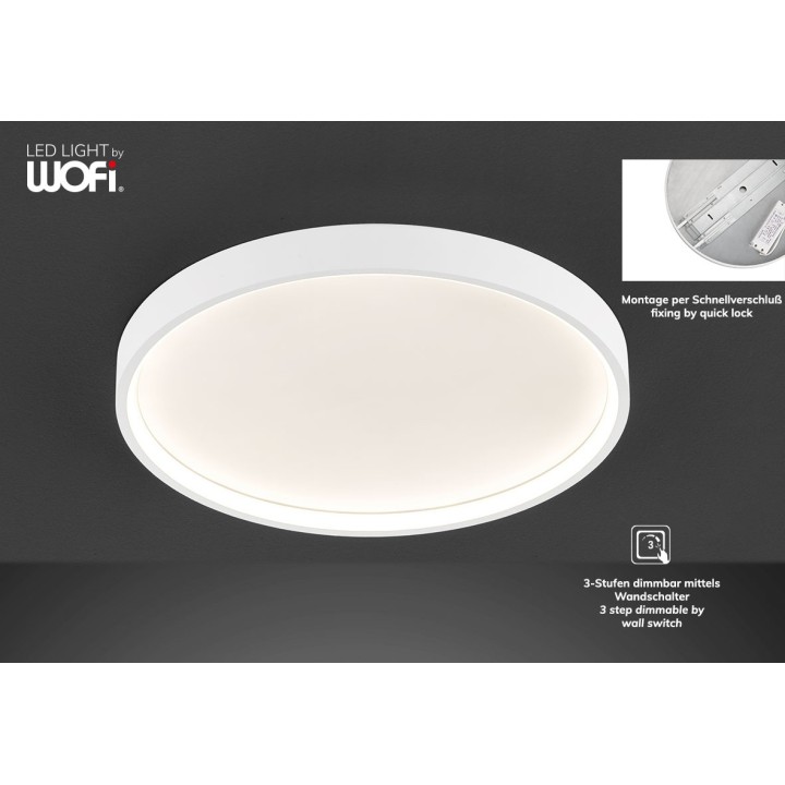 Wofi Πλαφονιέρα led "Dubai" Ø45 27,5w 2400lm Λευκή