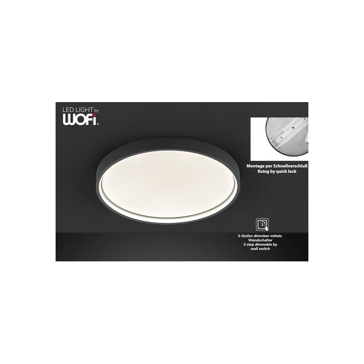 Wofi Πλαφονιέρα led "Dubai" Ø45 27,5w 2400lm Ανθρακί