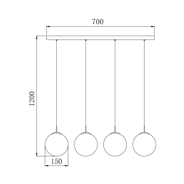 Braytron Κρεμαστή ράγα με κρύσταλλο 4 x G9